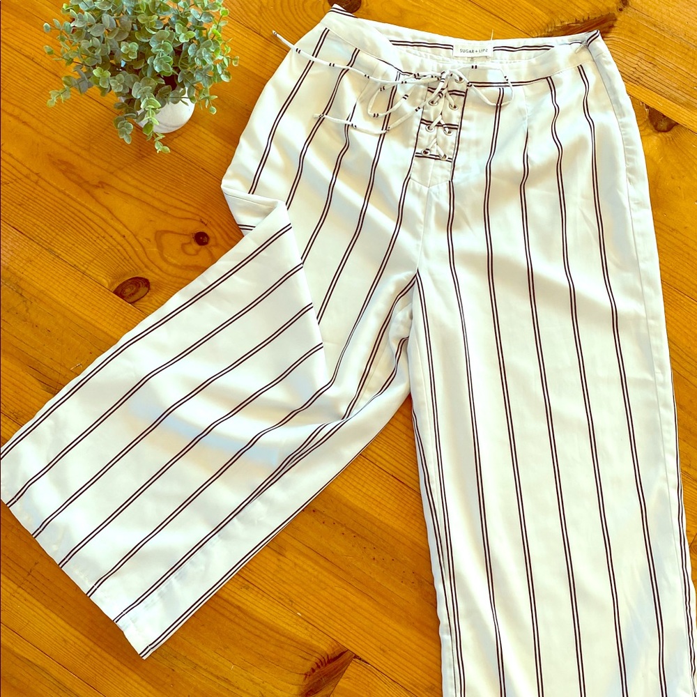 High-waisted Striped Culotte Pants